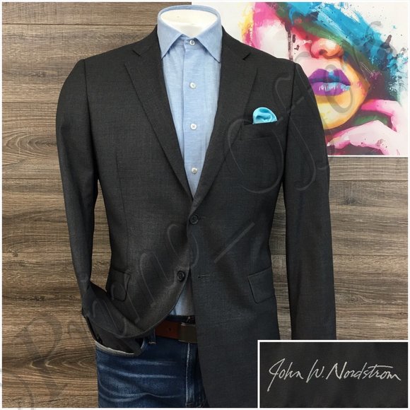 Nordstrom‎ Mens Blazer Sport Coat Two Button Casual Jacket Size 40R Wool Suits